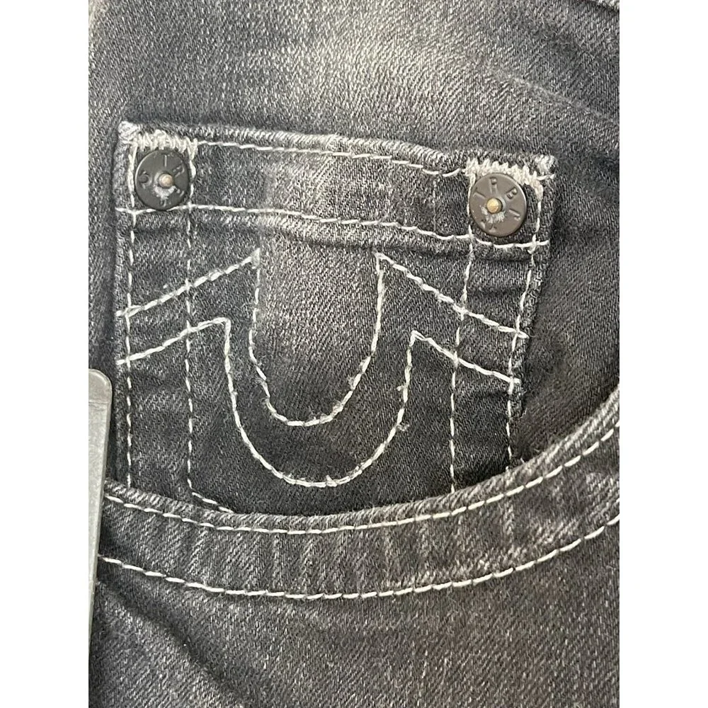 True Religion Jeans Men’s Size 33 Moto‎ Stitch Grey Charcoal Geno Slim